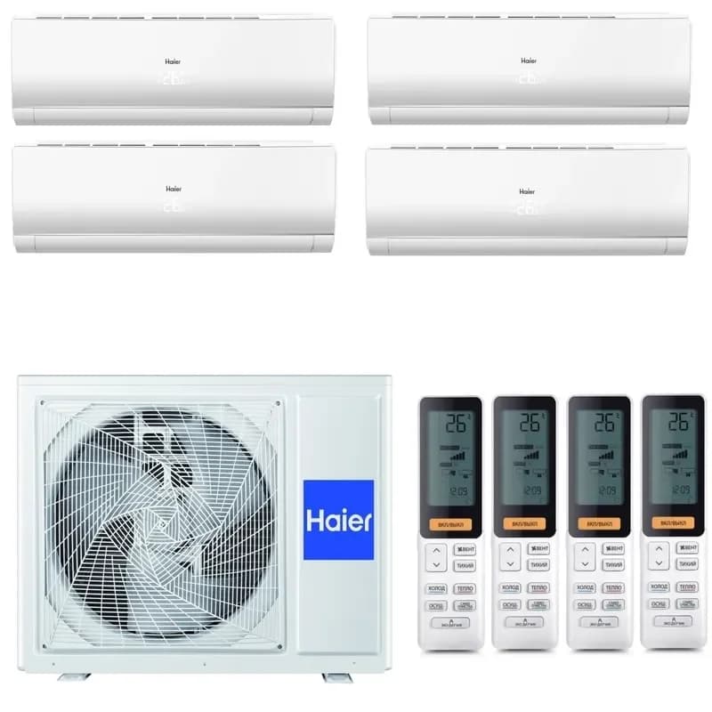 Мульти сплит система на 4 комнаты Haier 4U75S2SR5FA / AS25S2SF3FA-W - 4шт.